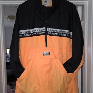 Adidas Men's Black and Orange Windbreaker